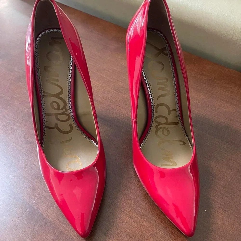 Sam Edelman Preowned hazel Red patent Stiletto Heels Classic Pointed Toe size 8M